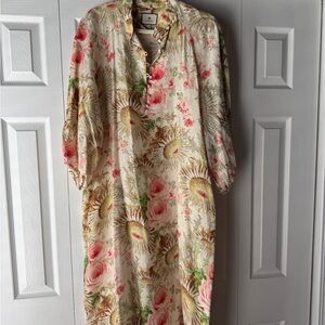 Tuckernuck Floral Midi Dress - Cream, Pink, Green